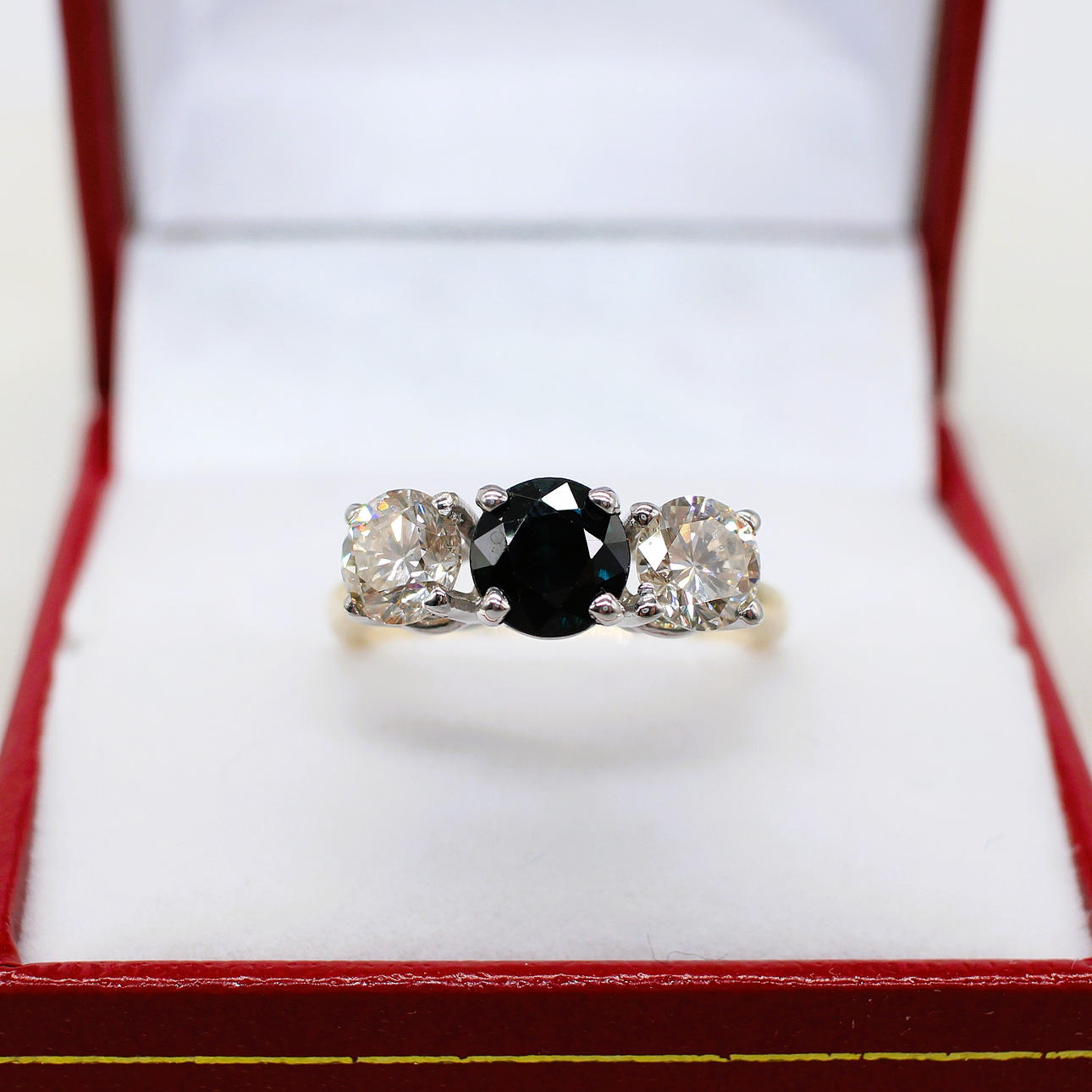 CERTIFIED SAPPHIRE & DIAMOND TRILOGY RING.
