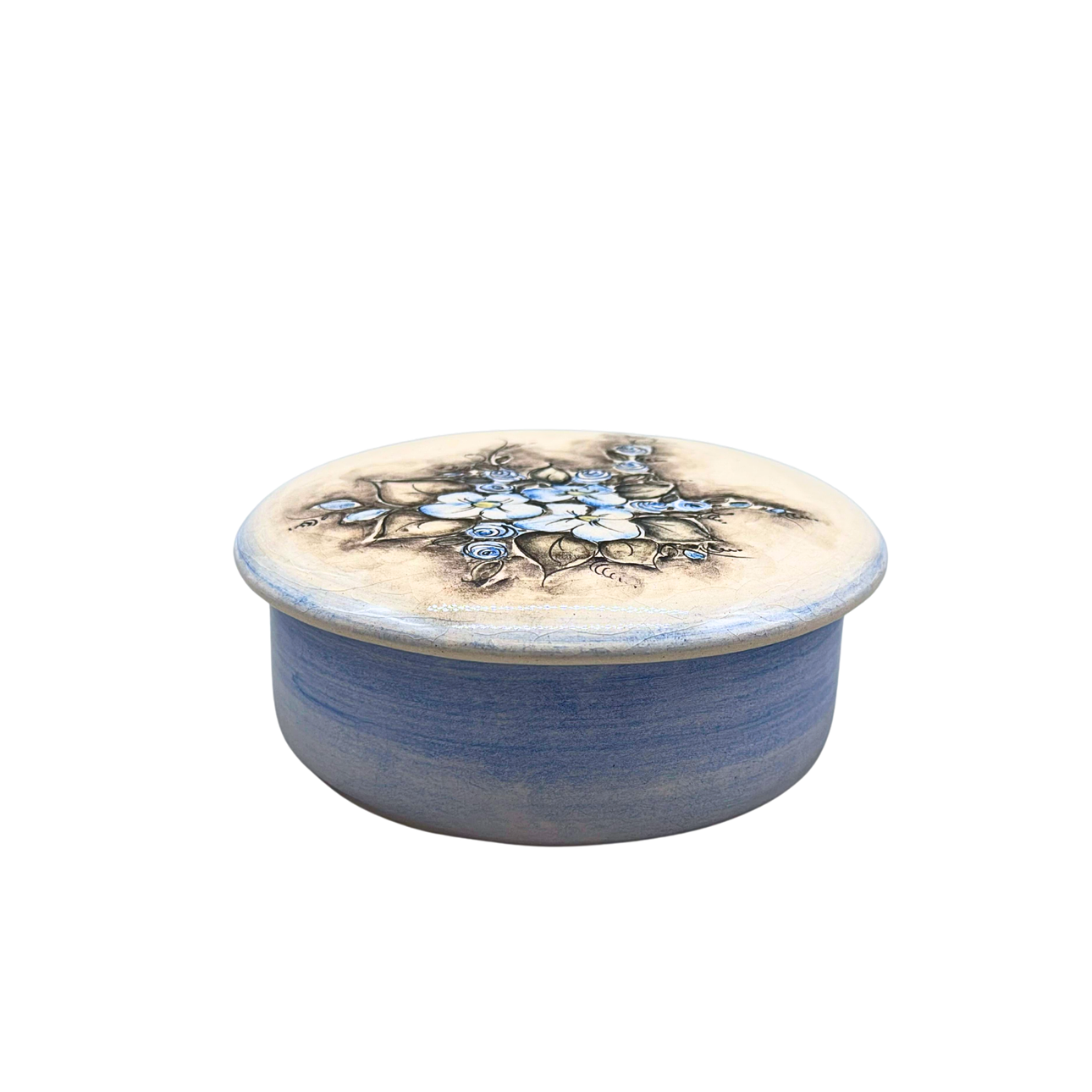 CERAMIC LID BOX WITH FLORAL DECORATION.