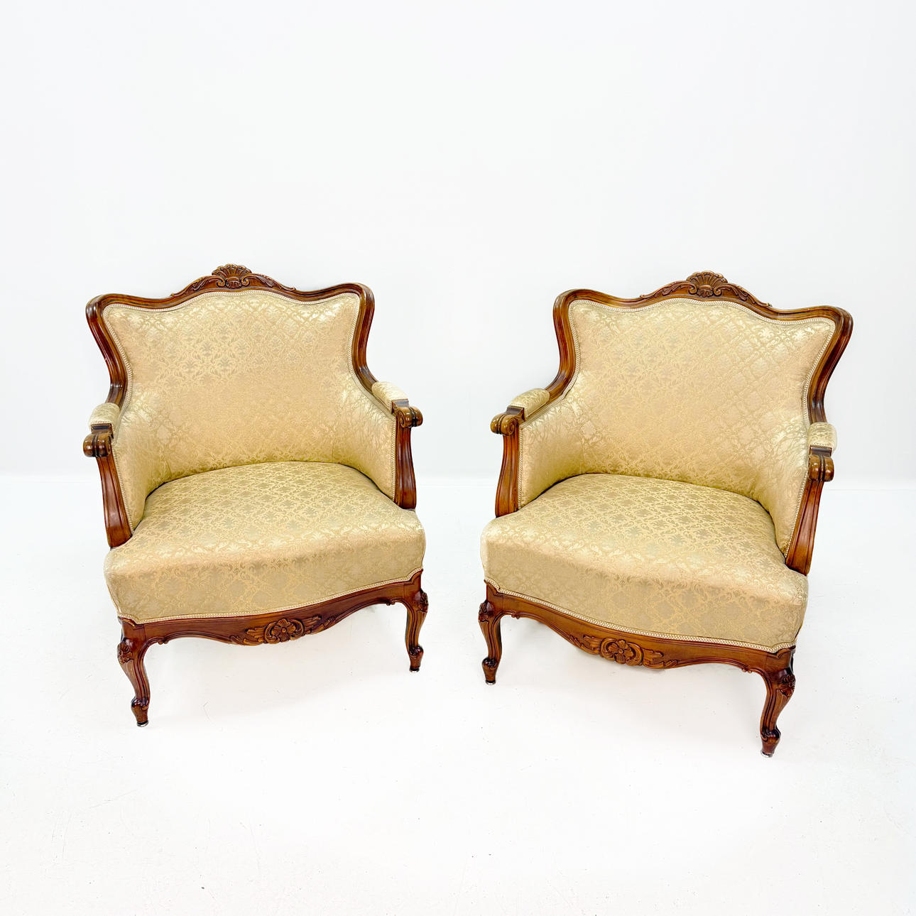 Armchairs - Neo-Rococo style, mid 20th century.