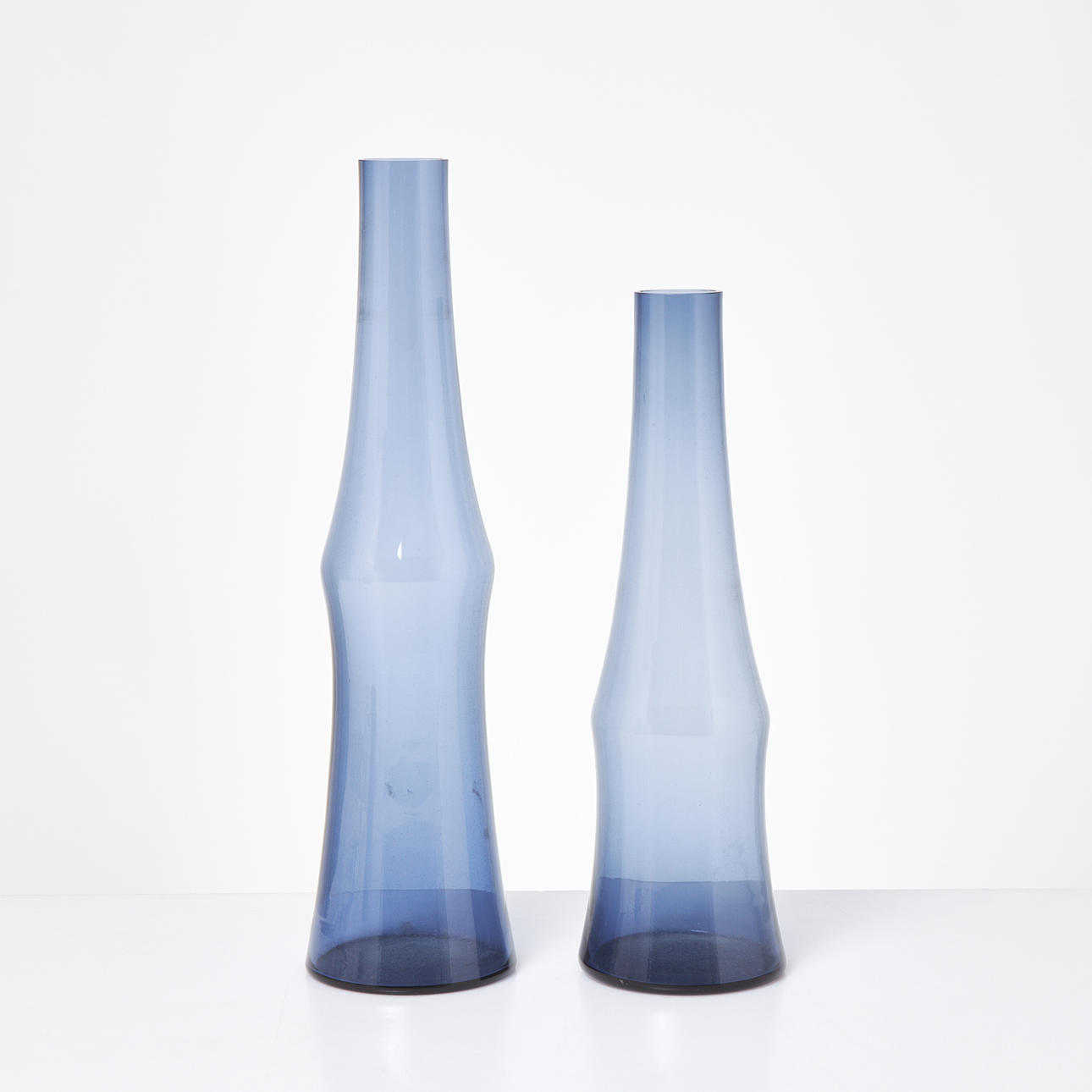 DECANTERS. 2 pcs, blue tinted glass.