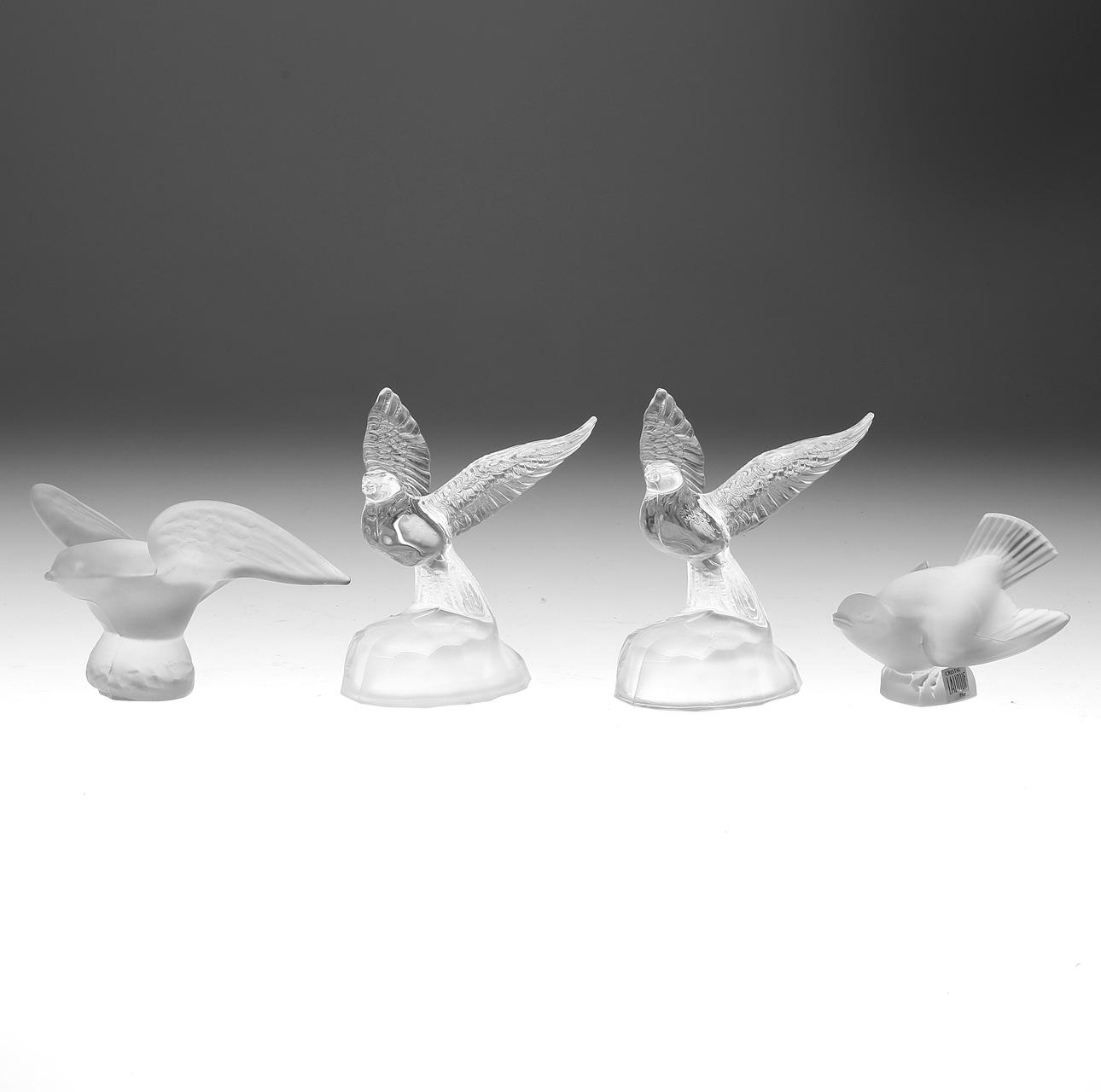 FIGURER, 4 st, glas, bl a Lalique, Frankrike, 1900-talets andra hälft.