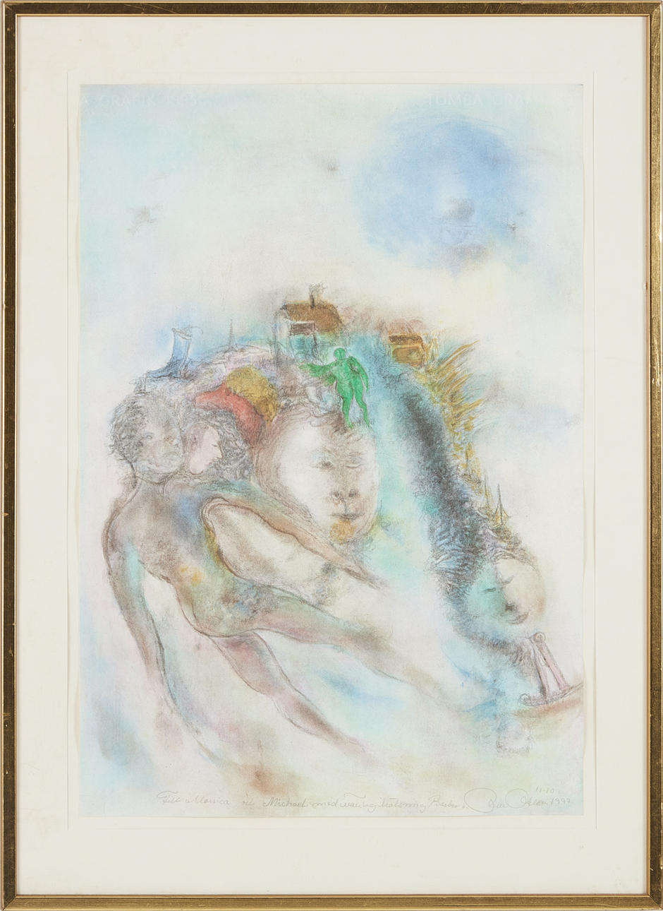 OLLE OHLSSON (b.1928) Composition, chalk drawing, signed and dated, with dedication, 11.10 1997.