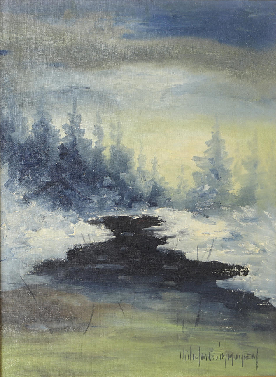 NILS IMMONEN. “Winter landscape (Spring)”, oil on canvas, signed.