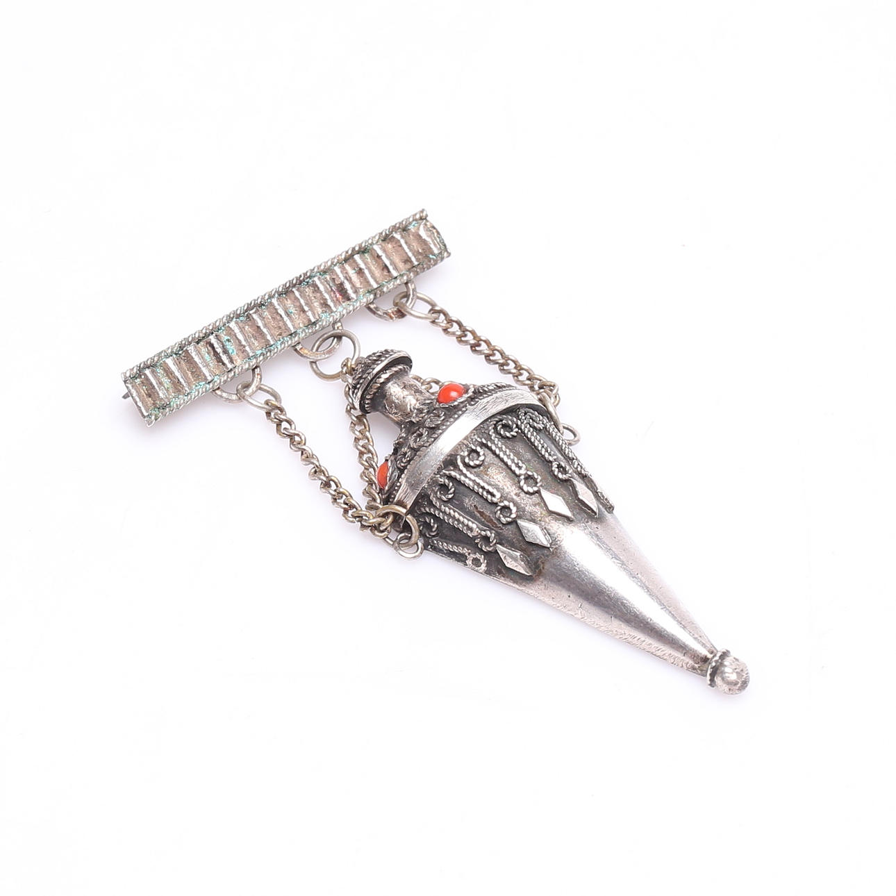 BROOCH/PERFUME BOTTLE, silver, Israel.