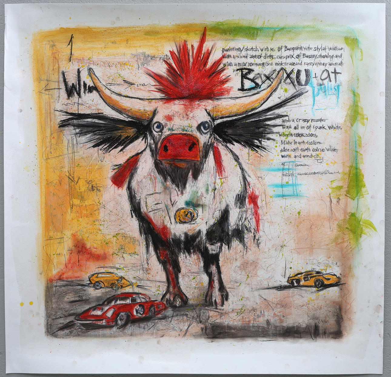 LARS TUNEBO. Mixed media, original, on paper, signed.