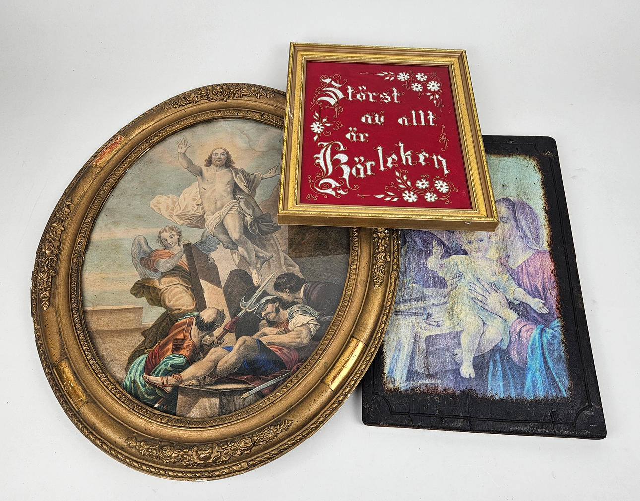 RELIGIOUS PAINTINGS, 3 pcs.