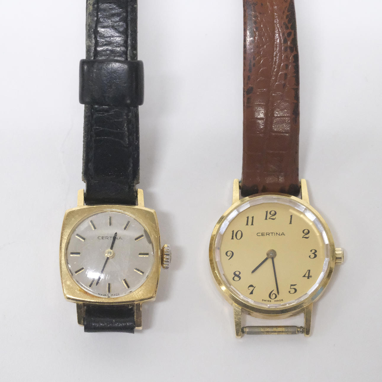 ARMBANDSUR, CERTINA, 18K GULD, TVÅ STYCKEN.