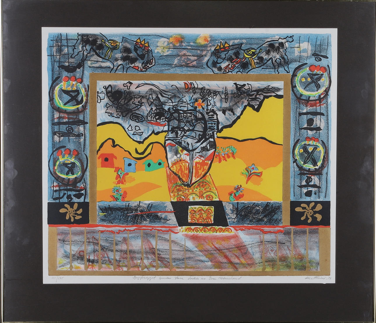 OLLE THIM. lithograph in colours, signed, numbered 111/175, dated -84.