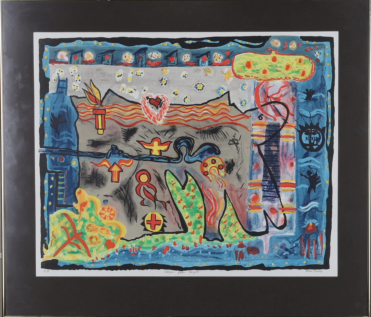 OLLE THIM. lithograph in colours, signed and marked E.A.