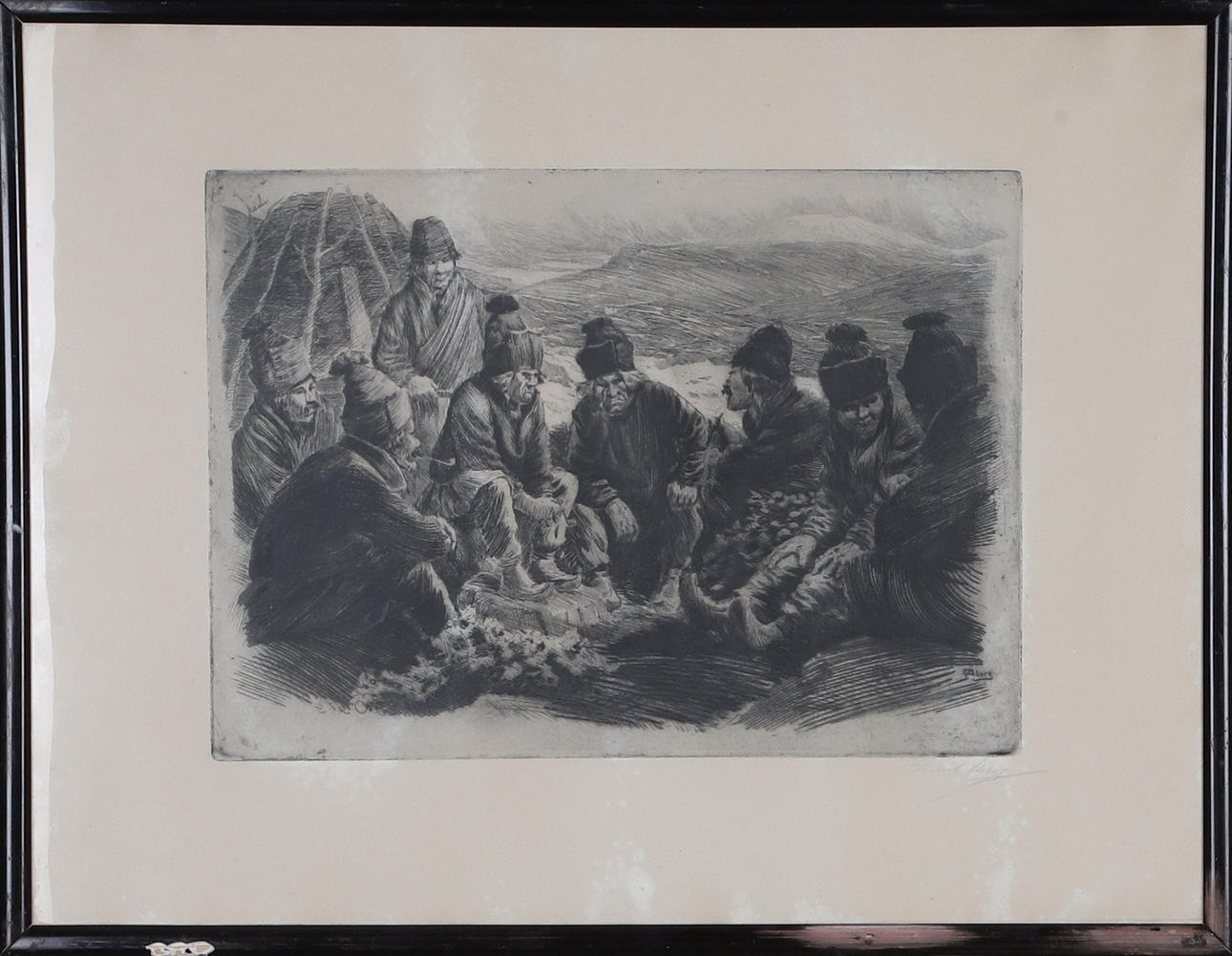 EMIL ÅBERG. “Notes as a guide”, etching, signed.