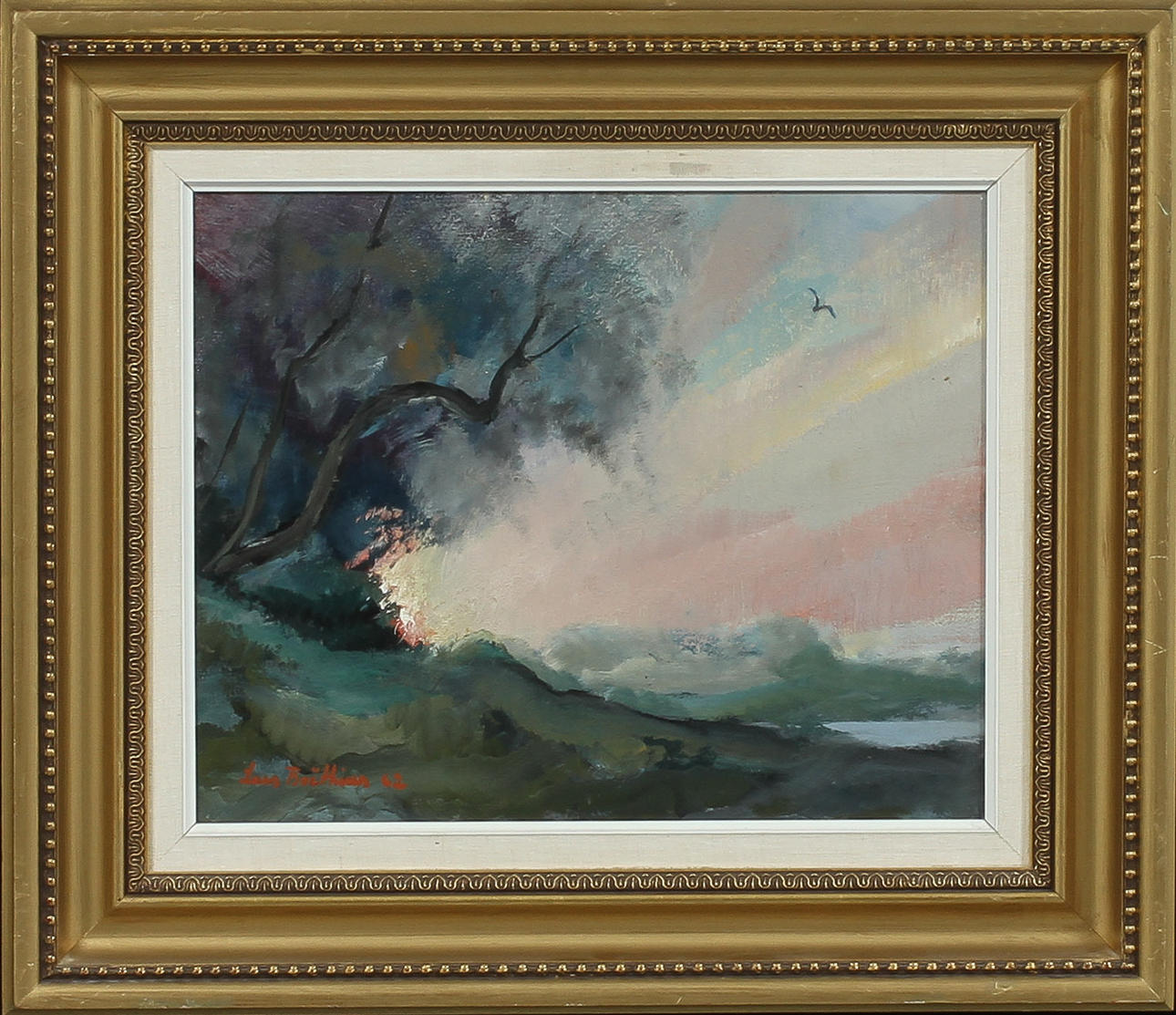 LARS BOETHIUS. Landskap, olja på pannå, signerad.