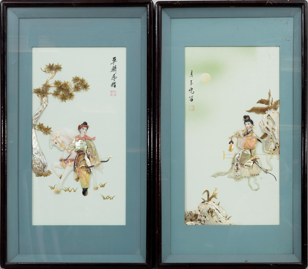 PAINTINGS, a pair, China. Mid-20th century.