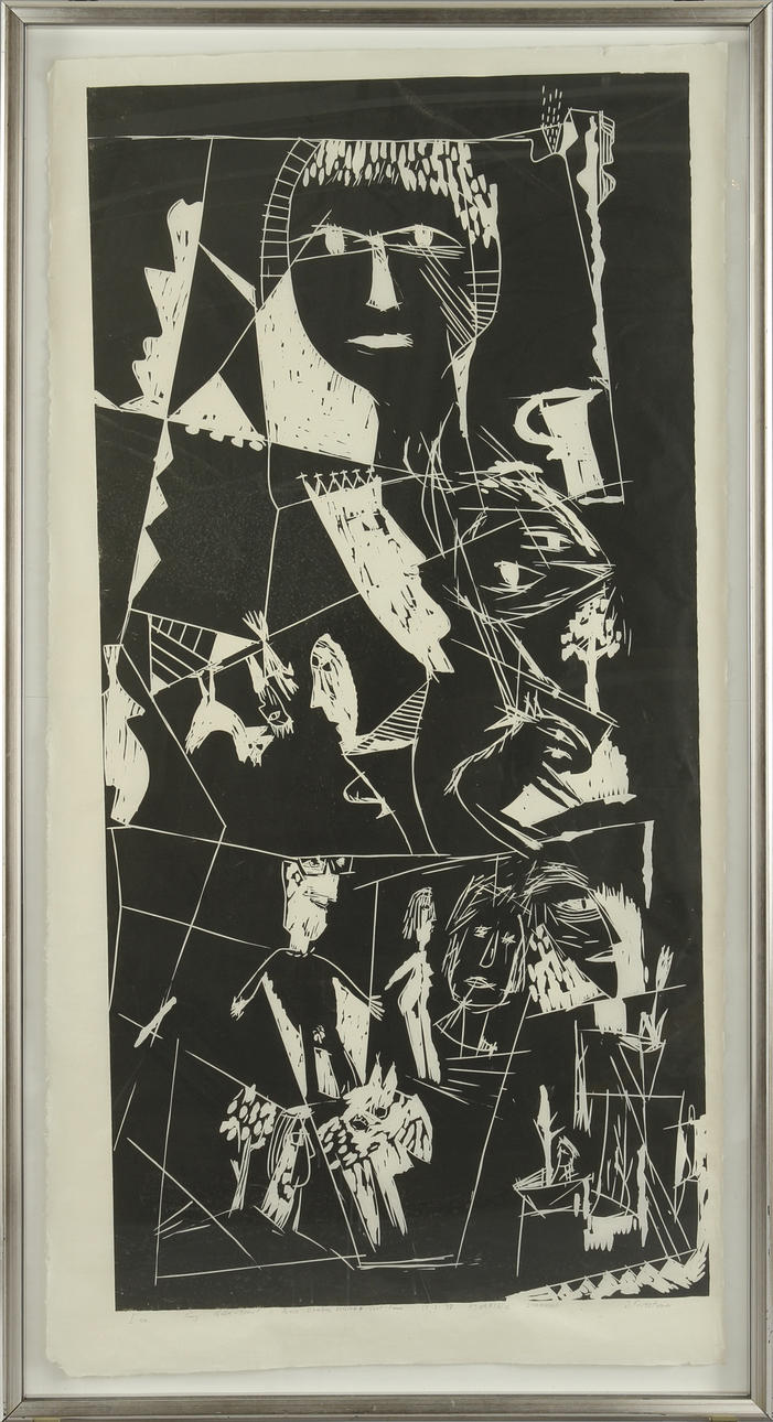 JOHNNY FORSSTRÖM. Linoleumsnitt, signerat (1 ex). Komposition.