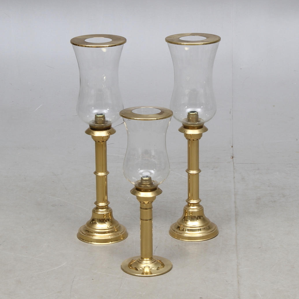 LJUSSTAKAR 1 par samt 1 st, mässing med glaskupor, GO Products Handmade in Denmark.