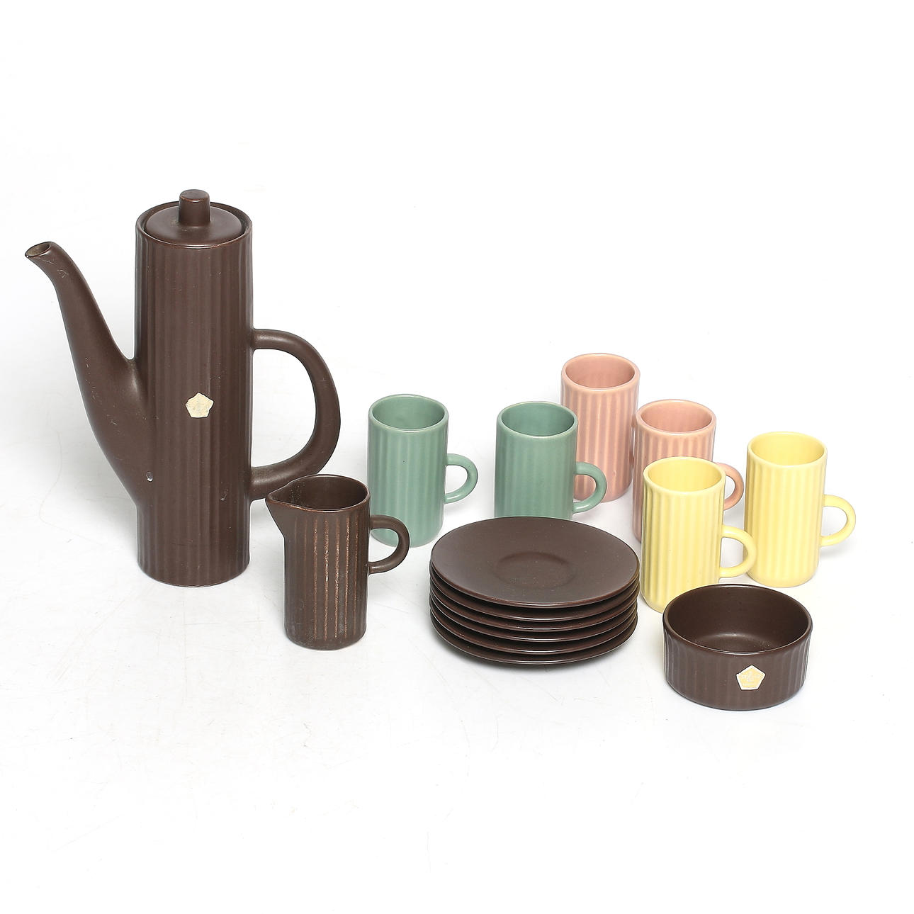 MOCCASERVIS, 15 delar, stengods, Syco Keramik, 1900-talets mitt.