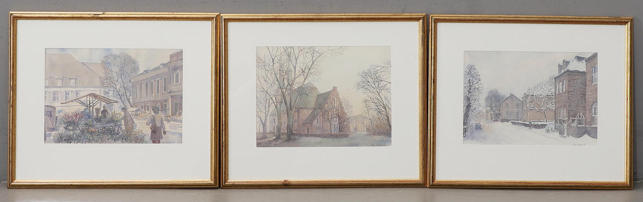 MATS ARONSSON. Växjö motifs, 3 prints, dated 89.