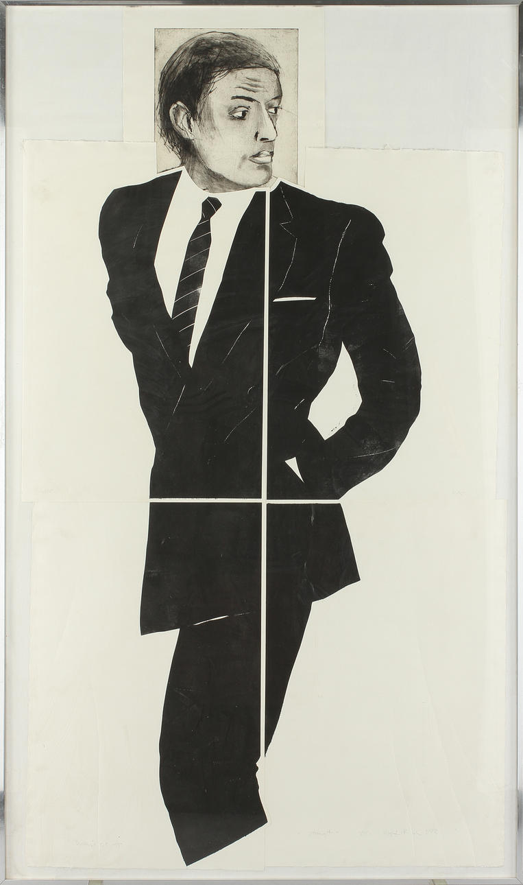 DAGFINN KNUDSEN. Blandgrafik, 5 blad, 4/15, signerad 1982. "Strengt".