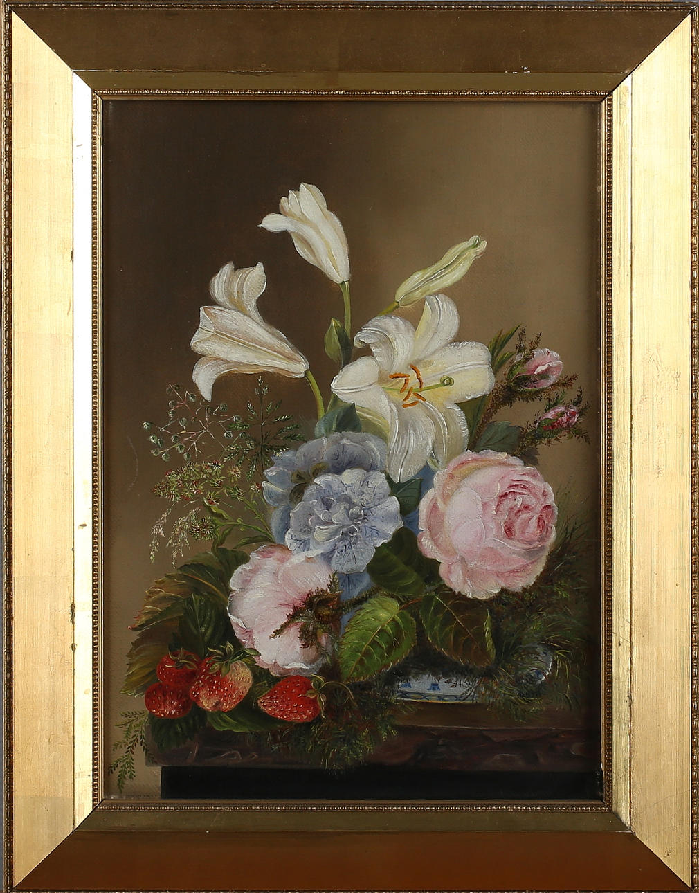 ANNA AUGUSTA PLAGEMANN. TILLSKRIVEN. (1799-1888), Blomsterstilleben, olja på duk, osignerad.