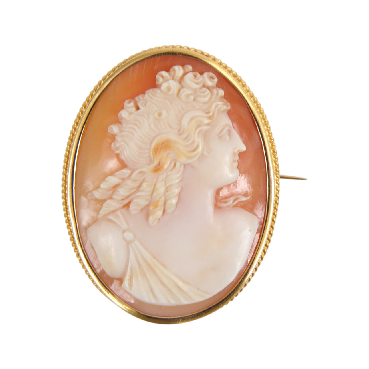 Camé brooch in 18 kt gold.