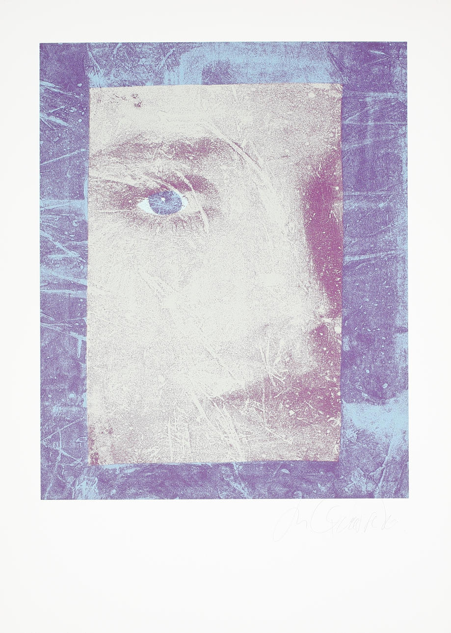 MIKAEL QVARSEBO. Ansikte, färglitografi, signerad.