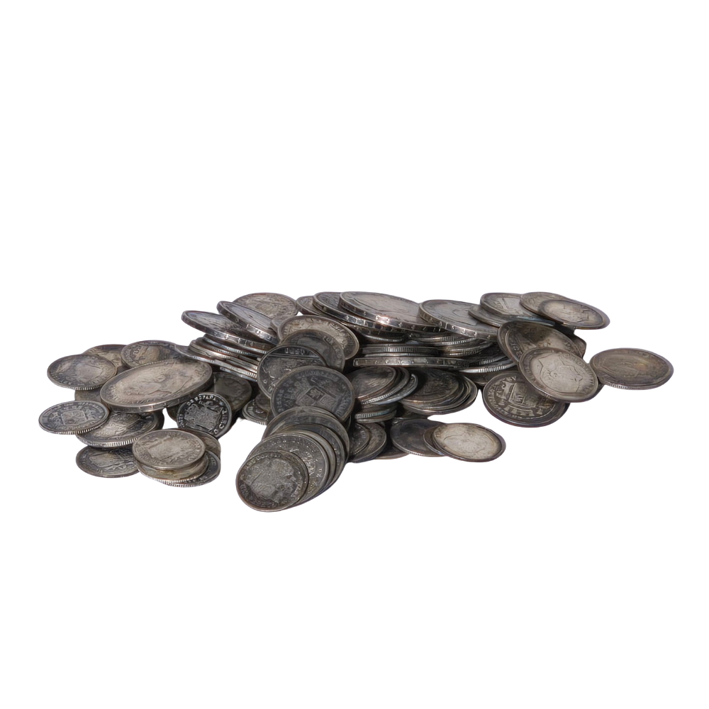 SILVER COINS WEIGHT 820 GRAMS.