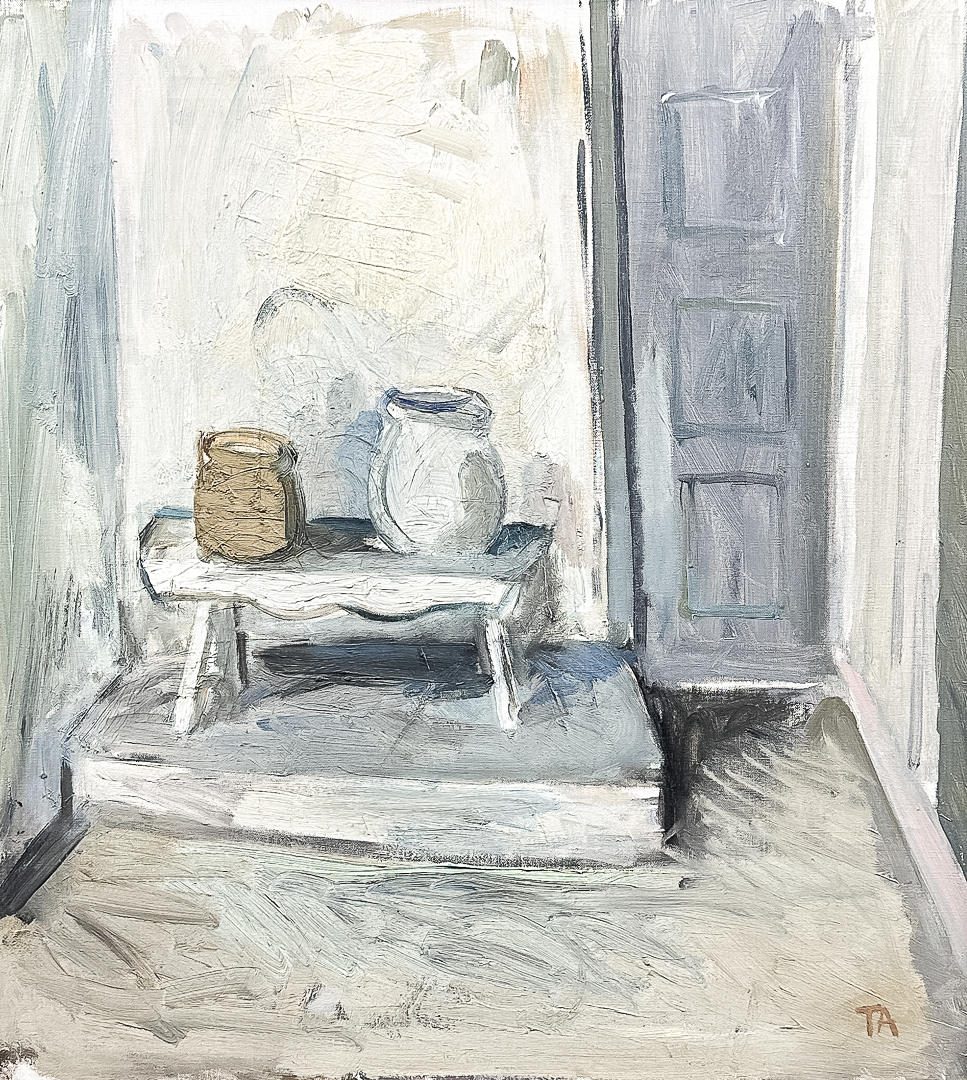 TORE  AHNOFF. OIL ON CANVAS, “In the cellar”, signed, dated-59.