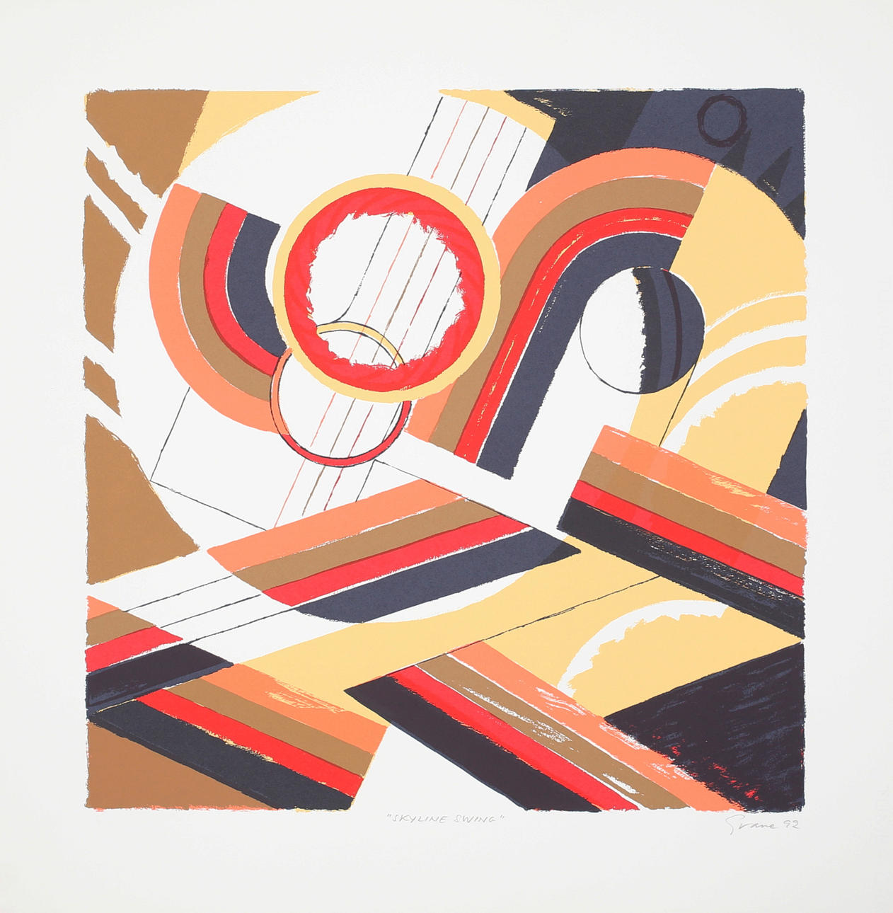 KNUT GRANE. Skyline Swing, färglitografi, signerad Grane och daterad -83.