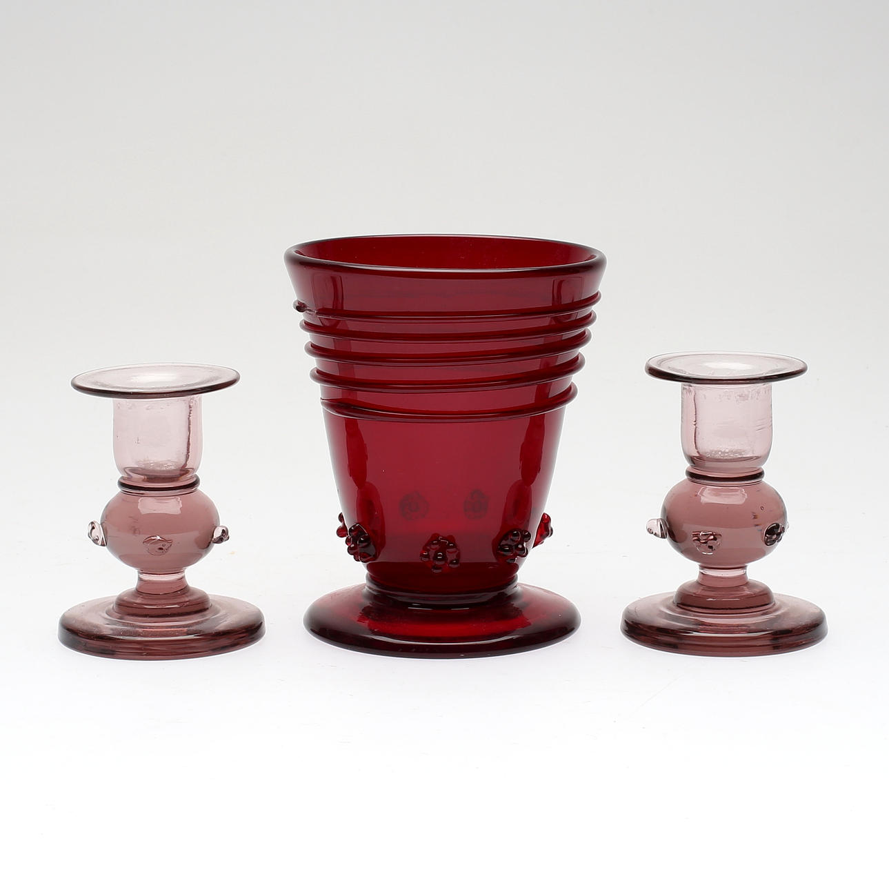 VAS OCH LJUSSTAKAR, 1 par, glas, Monica Bratt, Reijmyre.