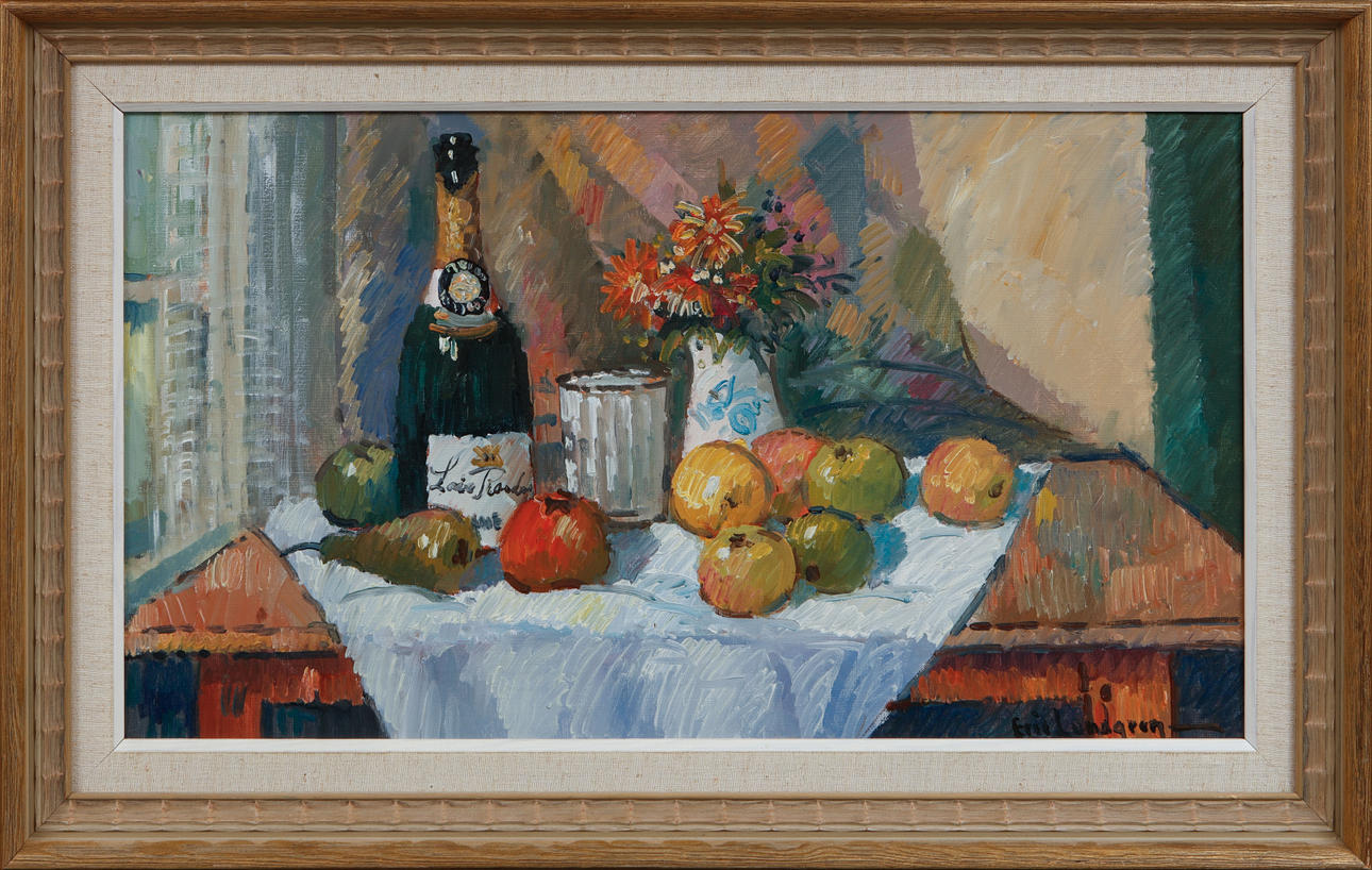ERIC LUNDGREN. Still life, oil on canvas, signed.