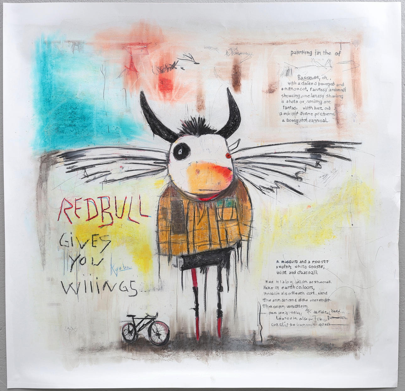 LARS TUNEBO. Mixed media, original, on paper, signed.