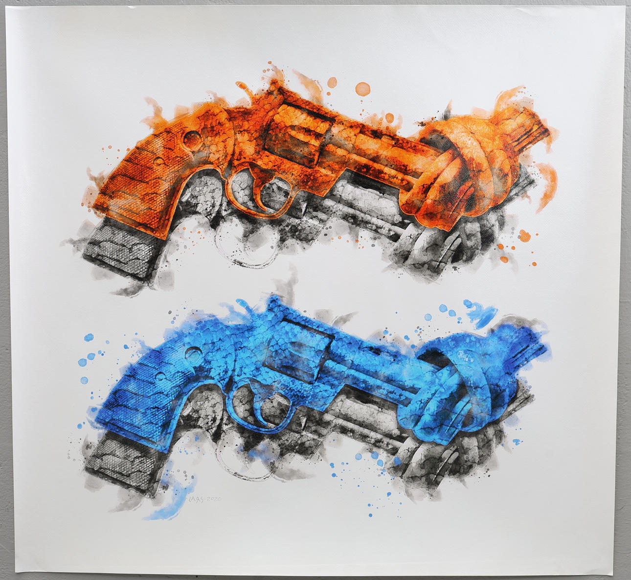 LARS TUNEBO. Mixed media, original, on paper, signed.