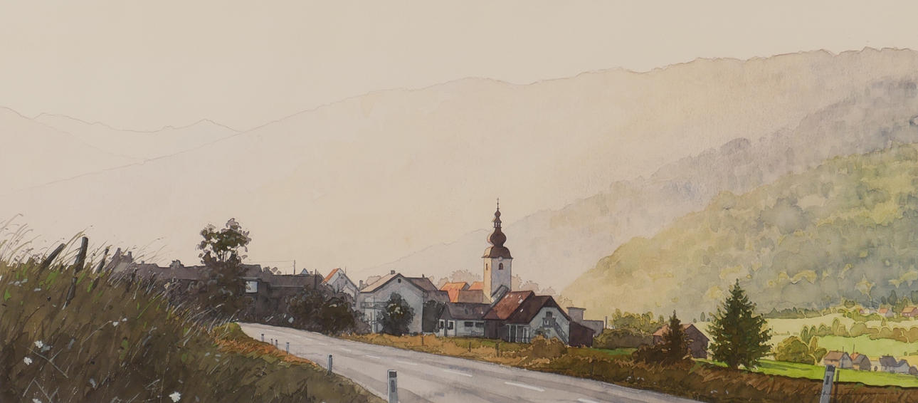JOHAN PERSSON. Village landscape, watercolour, signed and dated.
