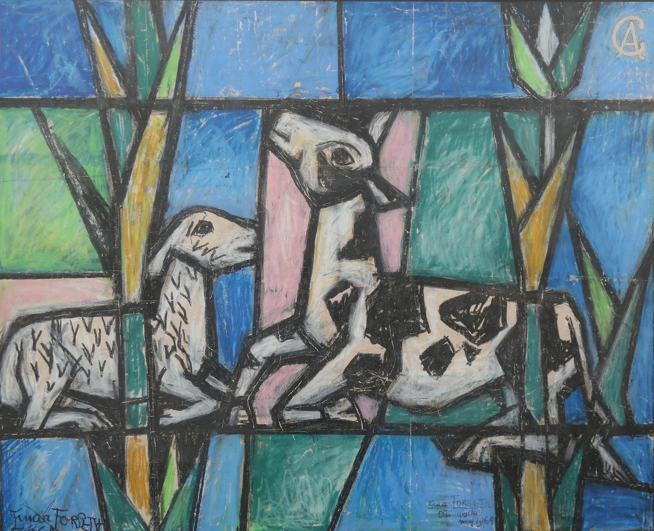 EINAR FORSETH. mixed media, signed and dated 1964.