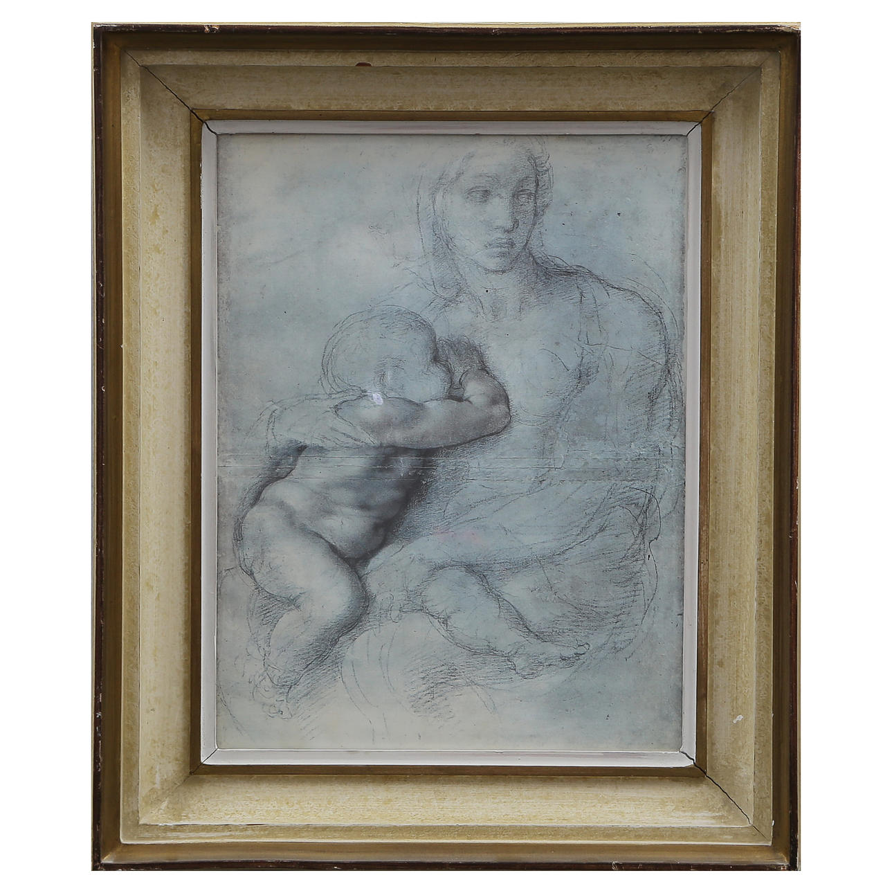 MICHELANGELO EFTR. GICLÉE PRINT, MADONNA WITH CHILD, GLAZED.