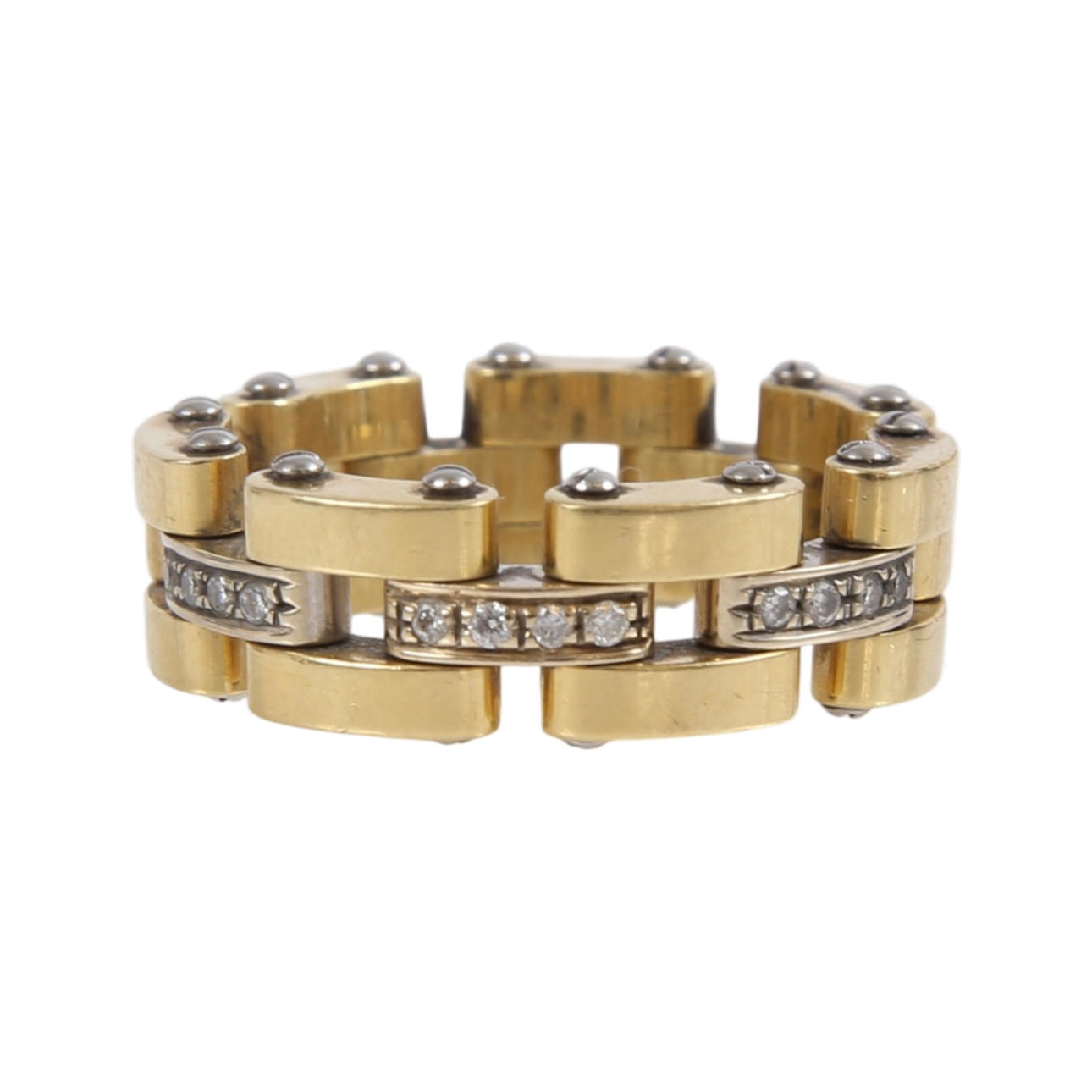 “Dimension” ring in red and white gold with brilliants.