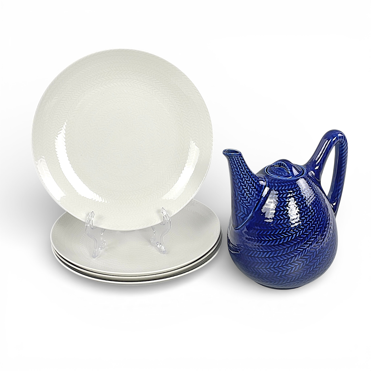HERTHA BENGTSON. Tableware parts, 5 pcs. “Blue Fire”, flintware, Rörstrand.
