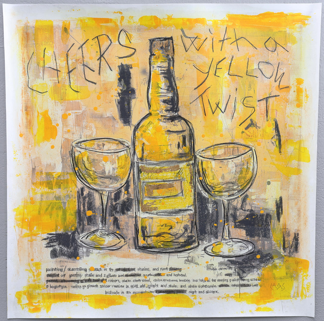 LARS TUNEBO. Mixed media, original, on paper, signed.