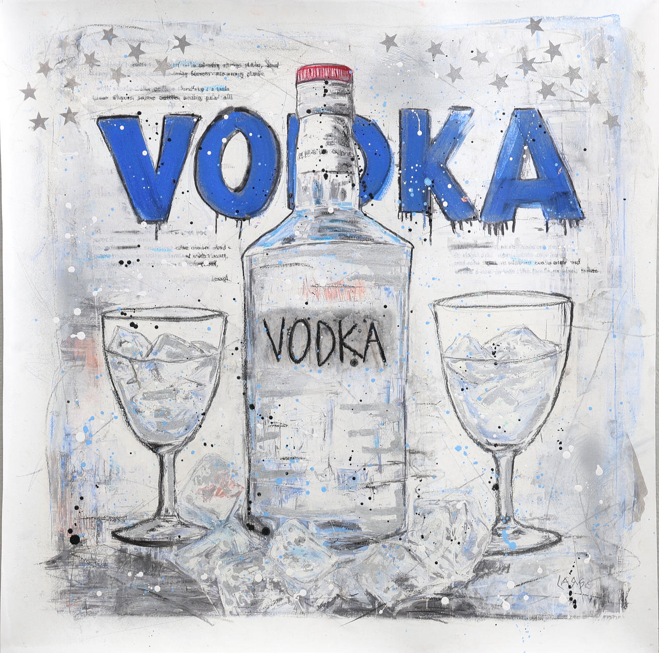 LARS TUNEBO. Mixed media, original, on paper, signed.