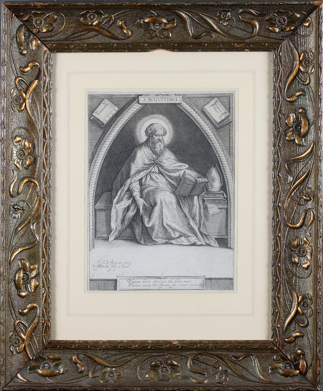OIDENTIFIERAD KONSTNÄR. Kopparstick, signerad "S. Augustinus", proviniens Järvsö Prästgård, 18/1900-tal.
