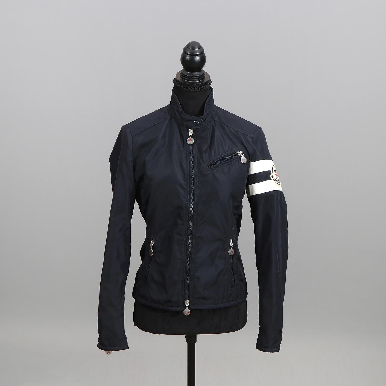 MONCLER, JACKET “TERRE”. Dark blue synthetic material, lined in blue ...