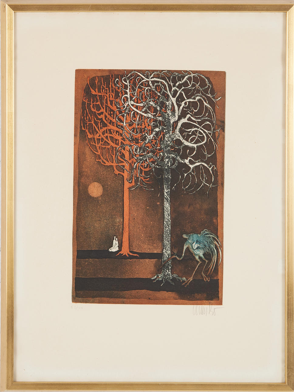 BO LARS (1924-1999). Figure scene, color etching.