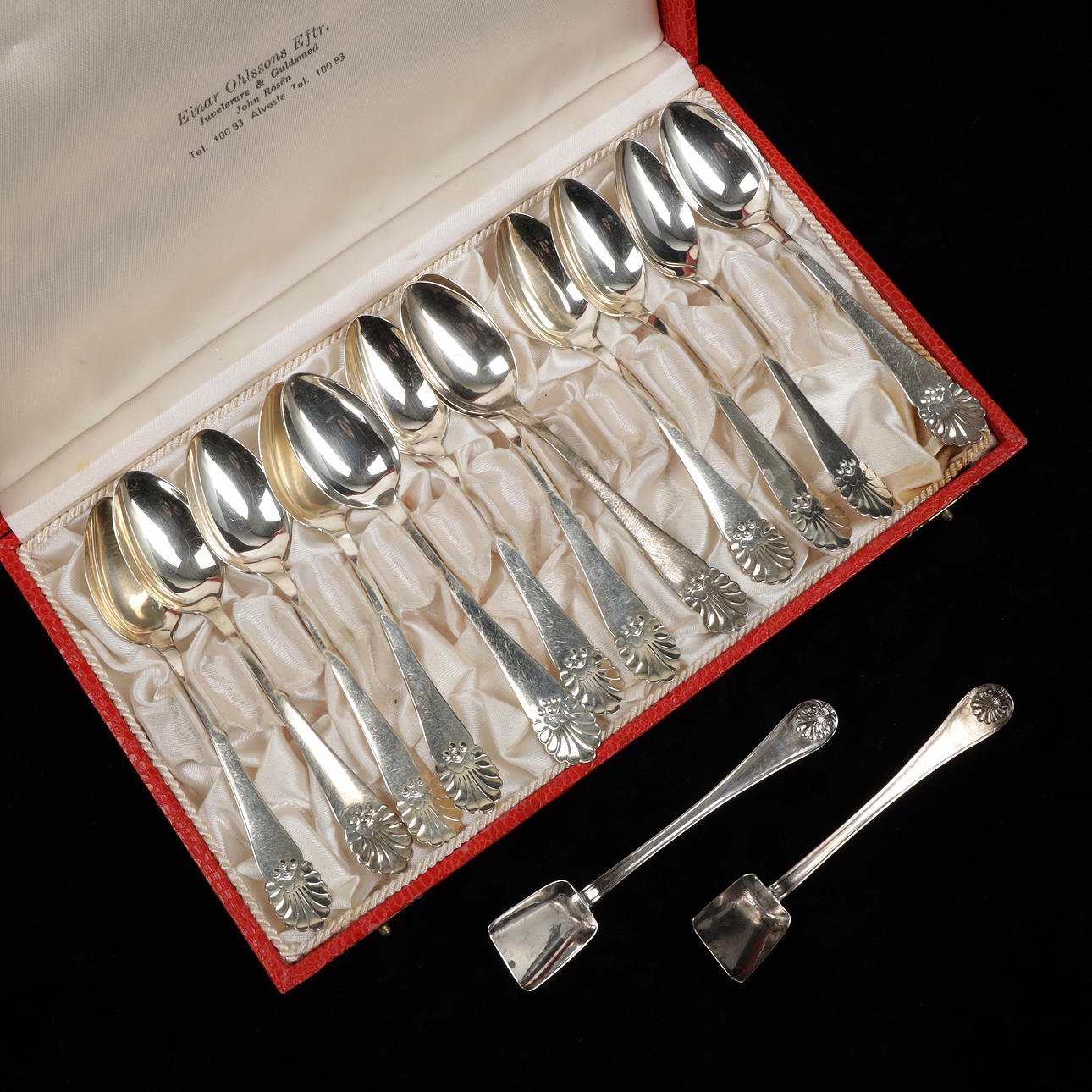 KAFFESKEDAR, 14 st, silver, totalvikt 170 gram.