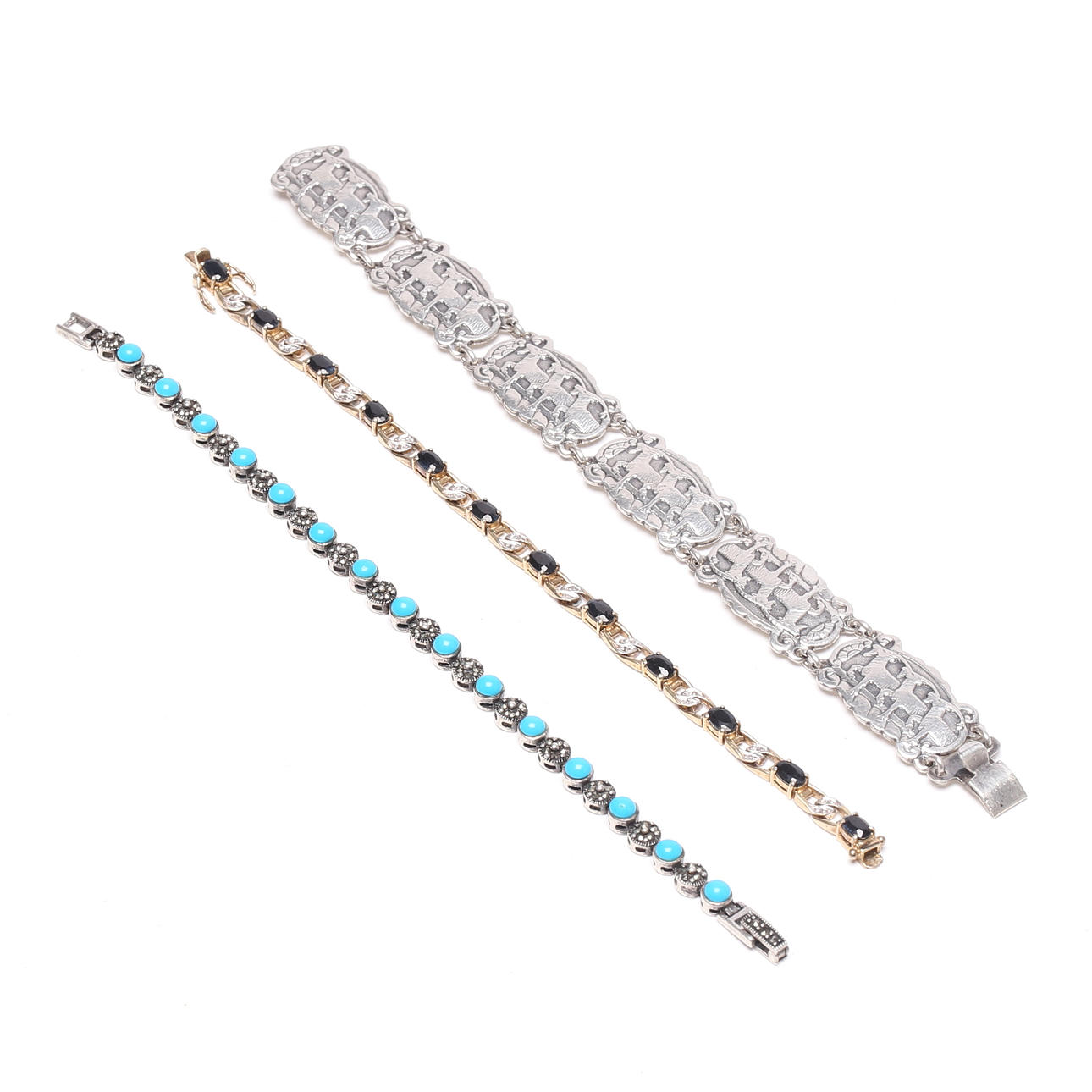 ARMBAND, 3 st, silver, 1900-tal.