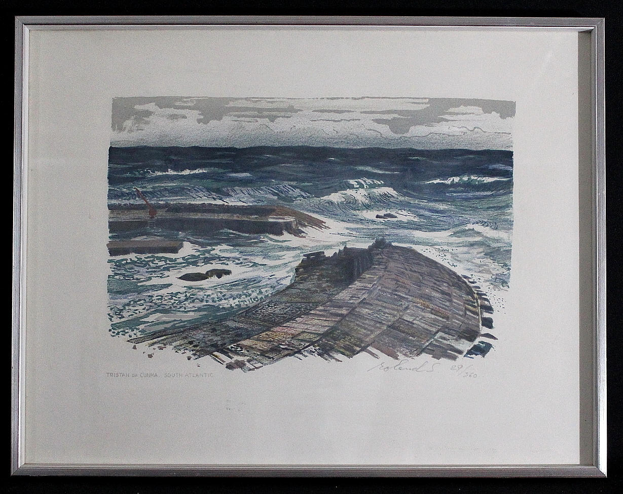 ROLAND SVENSSON. litografi, "Tristan da Cunha South Atlantic" signerad Roland S, numrerad 29/360.