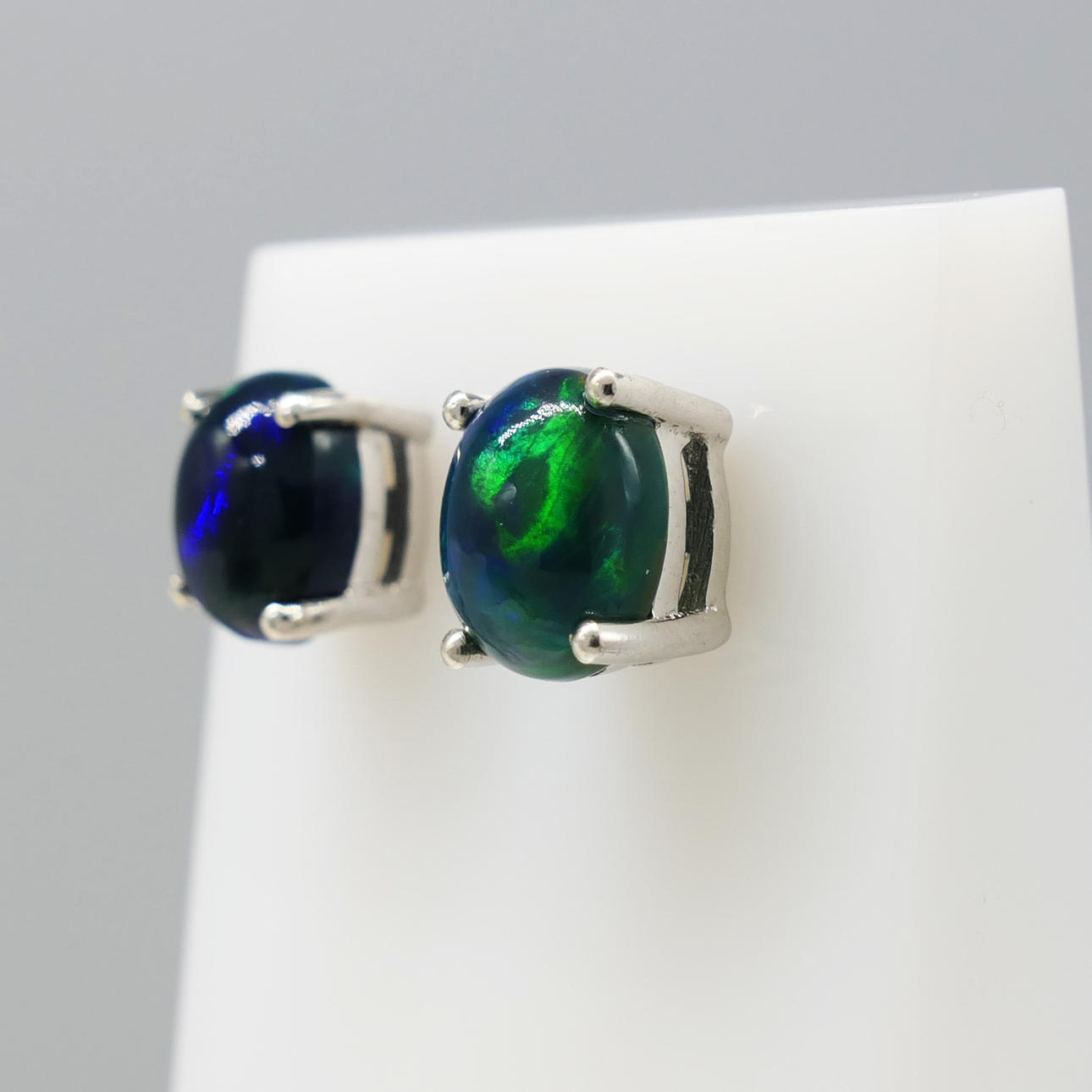 NATURAL BLACK OPAL studs.