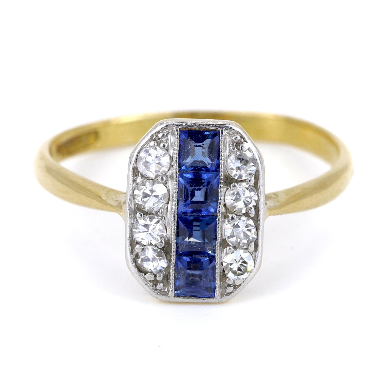 18CT GOLD, SAPPHIRE AND DIAMOND SET RING.