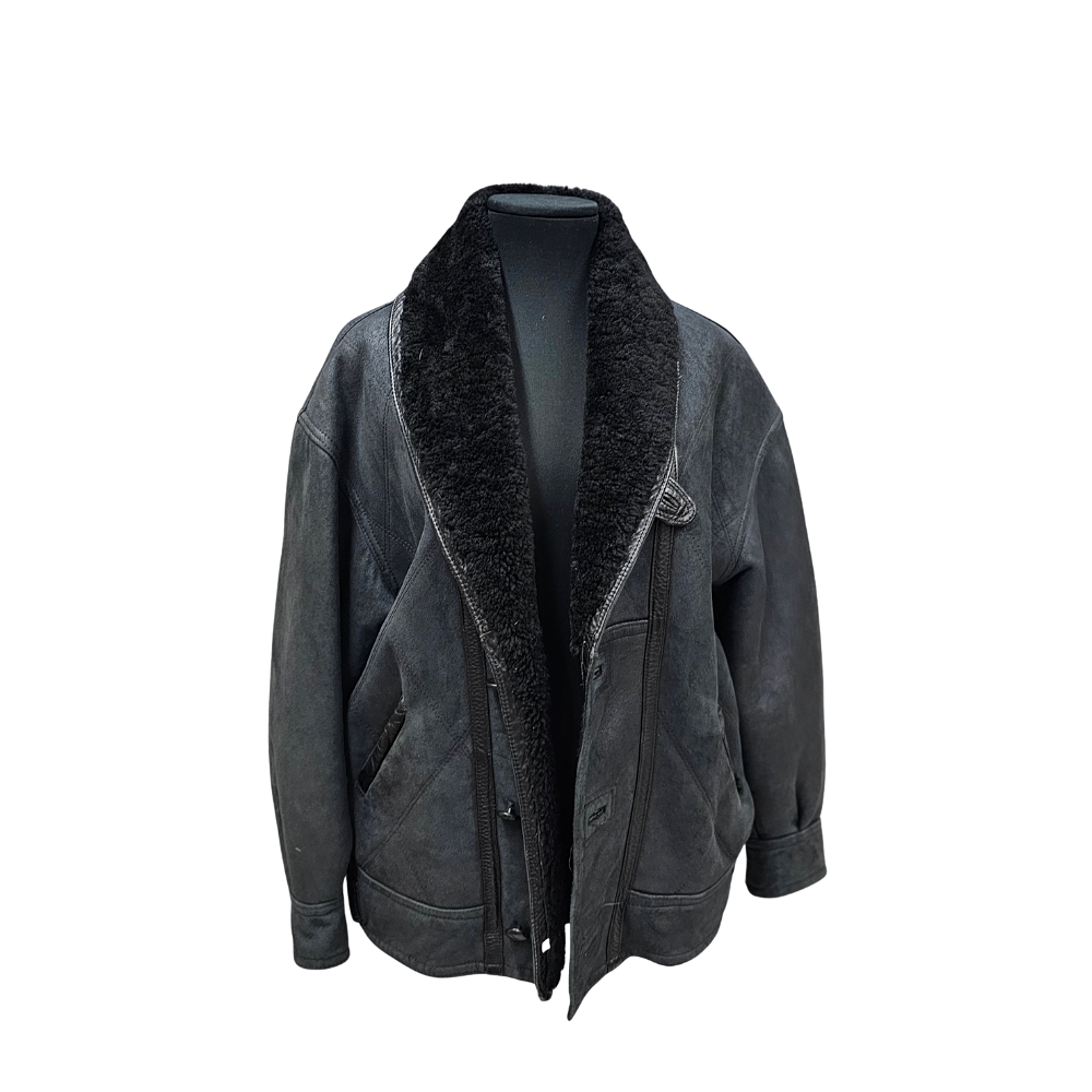 BLACK DOUBLE-SIDED LAMB JACKET. SIZE 52 EU.