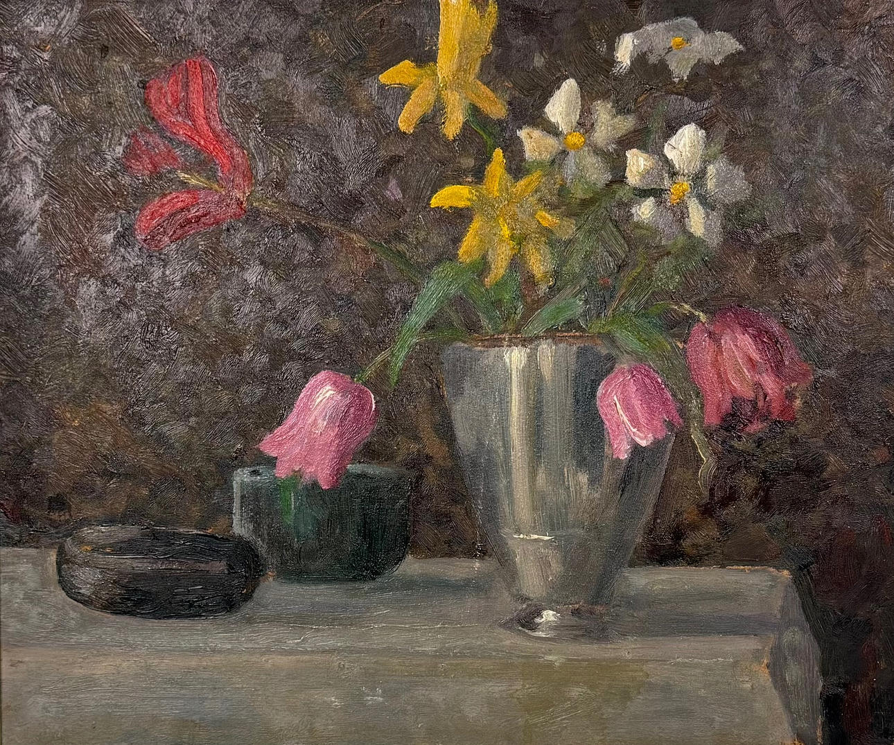 OLJEMÅLNING, stileben, oidentifierad konstnär.