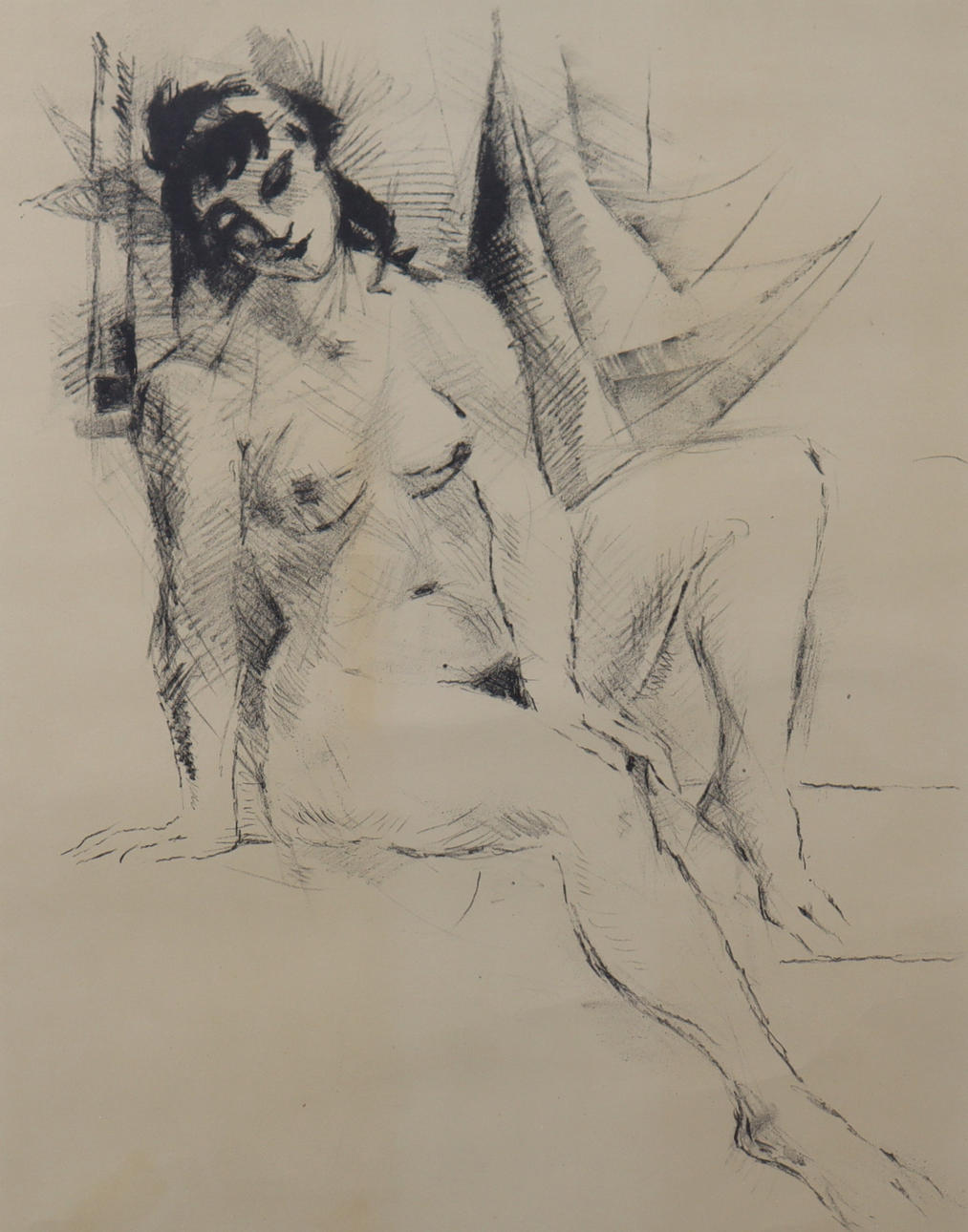 JULES SCHYL. lithography, female model.