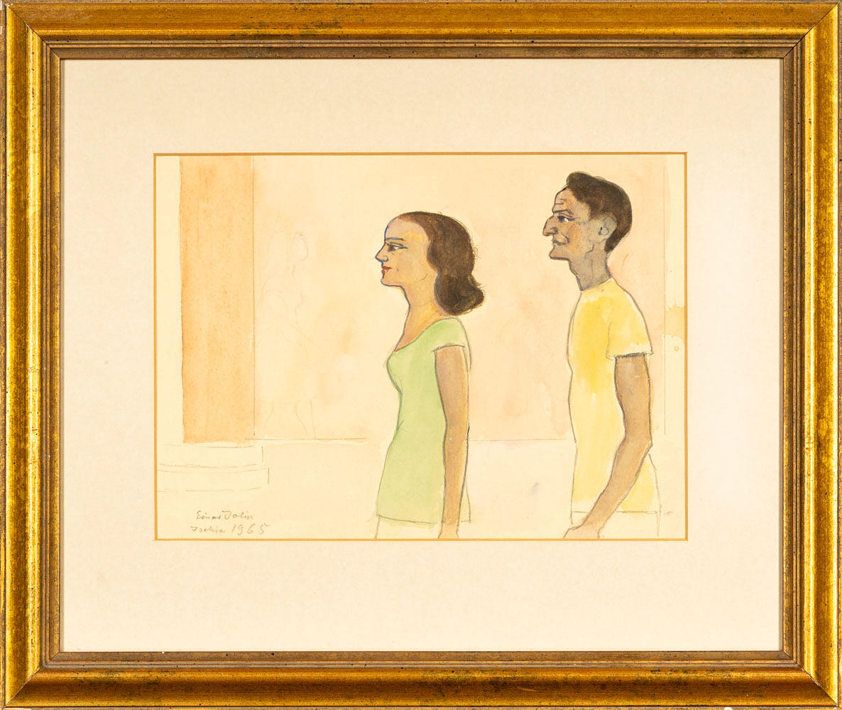 EINAR JOLIN. Mixed media on paper, Signed, 1965.